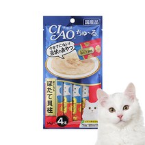 이나바 차오 츄루 고양이 파우치 간식 56g, 참치 + 조개관자 혼합맛, 12개입