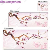 벚꽃 아트 마우스 패드 일본 사쿠라 카드 블랙 테이블 매트 큰 게이머 카펫 게임용 키보드 액세서리, 14+800x300x3mm