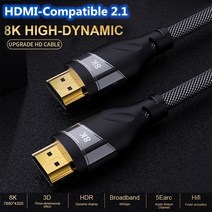 고속 꼰 코드 HDMI 호환 2.1 케이블 48Gbps 울트라 4K @ 120Hz &amp; for Apple TV PS5 Sony LG, [01] Black, [02] 1m