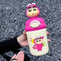 짱구는 못말려 캐릭터 보온보냉 스테인리스 텀블러500ml+UPPERCUT 양말, 핑크
