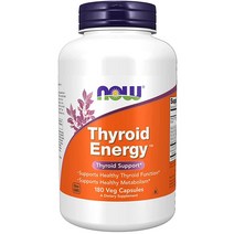 Now 나우푸드 보충제 Thyroid Energy 요오드 티로신 플러스 셀레늄 아연 ZINC 구리 180 식물성 캡슐, 180 Count (Pack of 1)