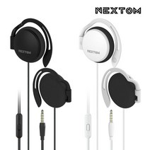 넥스톰 4극 통화가능 귀걸이형 유선 이어폰, NXT-300E, 블랙