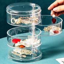 JABEZ5단 악세사리 수납함 원통형 케이스 소품수납 원형수납 쥬얼리보관함 머리끈정리 머리핀보관 투명수납함, 3단-일반형