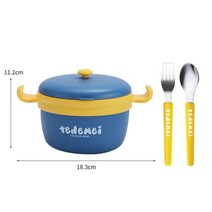 캠핑용 반합 컬러 코펠 & 도시락 도시락 for kids 304 휴대용 스테인레스 스틸 상자 아기 어린이 학생 야외 피크닉 음식 용기 상자, 파란색 그릇 세트