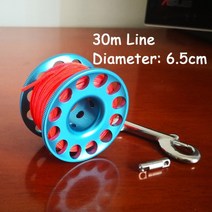 프라다이빙 부이 부표 스킨스쿠버 스쿠버 다이빙 알루미늄 합금 핑거 스풀 릴 1530m 스테인레스 스틸 볼트 스냅 후크 smb 안전 장비 bcd 액세서리, Blue 30m Line