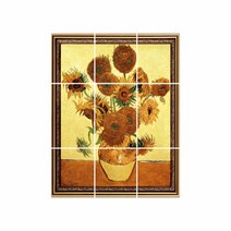 조인컴퍼니 명화타일 스티커/국내제작스티커/kc인증/인테리어/리모델링/DIY/카페/욕실/주방/포인트벽지/데코스티커, 고흐_해바라기 CSFM-5