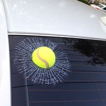 입체감있는 차량유리용 볼륨스티커 테니스공으로 깨진 유리