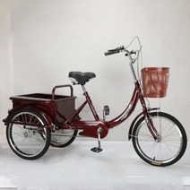 성인세발자전거 어른용 어르신 노인 3발 삼륜, 일반 와인레드