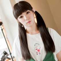 단골탑 묶음 끈달비 양갈래 스트레이트 40cm 슈페리어원사 여자가발, 내츄럴브라운, 1개