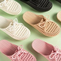 앙상블 리본끈 펀칭 PVC 슬리퍼 여성 샌들 장마