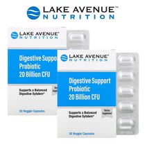 Lake Avenue Nutrition 락토바실러스람노서스 GG 유산균 200억 프리바이오틱스 함유 30 베지캡슐 2팩
