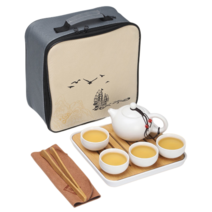 MONTHERIA 몬테리아 다도세트 선물용다기 도자기 찻잔 세트 휴대용 다기 세트 여행용 캠핑용, A2-천가방