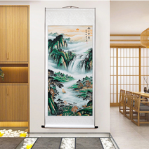 풍수 동양화 운수중국어 회화 풍경화 거실 사무실 현관 통로 장식 그림 배경 벽 풍수, 타우 라이징 선, 스크롤 장착 + 선물 후크, 장착 후 약 17070cm