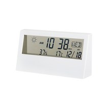 DYNN 투명 LCD 가로형 날씨시계, 쿠팡 투명 LCD 가로형 날씨시계-화이트
