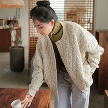 여성 가을겨울 오버핏 누빔패딩 노카라 자켓 아우터 데일리 점퍼