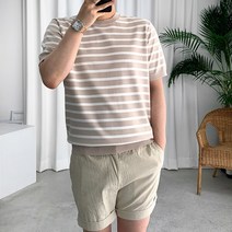 룩플레인 시원한 여름 라운드 스트라이프 반팔 니트 6color