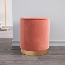 SURBORT 마카롱 패브릭 화장대 스툴 북유럽 간단한 현대적인 스툴 원형 스툴, 산호 붉은 플란넬