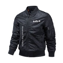 바이크자켓 바이크라이딩 오토바이방한 바이크 라이딩 레이싱 바이크열선 자켓 조끼 패딩 슈트 2022 봄 가을 새로운 트렌드 새로운 기아 자동차 로고 프린트 남성용 카디건, 검은색, 4xl