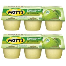 Motts Granny Smith Applesauce 모츠 노슈가 그래니스미스 청사과 퓨레 컵 어린이 간식 113g 6개입 2팩