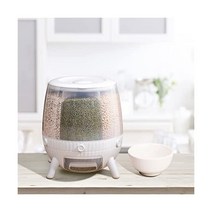 CNCEST 10 L 시리얼 디스펜서 360° 로테이션 푸드 Sealed 곡식 Container Removable Divider 핸들 콘 콩, 블랙/옐로우