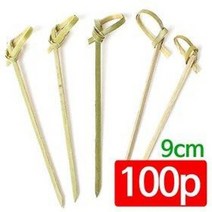 대나무 리본 과일꼬지 9cm 100개 (과일꽂이 장식포크