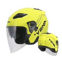 예마 YM-639 초경량1150g 오픈페이스 이너쉴드 기본 오토바이 헬멧 용품, L, 형광