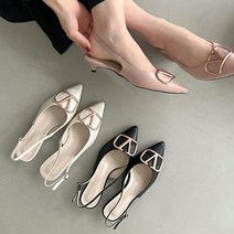 THE HEEL:LAST AVENUE [더힐슈즈] 스틸레토 골드 브이 여성여자 구두 정장화 플랫 슬링백 3cm/3color qmn23m304