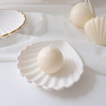 진주알캔들+조개석고트레이 세트 / 오브제 캔들, 진주알조개트레이세트, C타입향(옐로우)