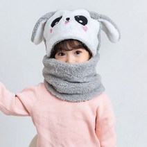 어린이 모자 소년 사진 소녀 플러스 양털 팬더 귀 물건 2022 겨울 따뜻한 스카프 세트 신생아 아기