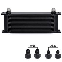 미션 오일 쿨러 wlr - 알루미늄 범용 엔진 변속기 an10 15rows 검정색 피팅, 검은색 2an6 2an8