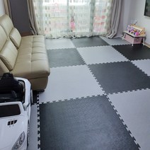 장판닷컴 100 X 100 대형 퍼즐 운동 놀이방 홈트 냉기차단 매트, 19T - 검정+회색
