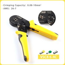 터미널압착기 슬리브압착기 펜홀압착기 유압호스압착기 vsc8 6-4c 0.08-10mm2 awg 26-7 미니 고정밀 튜브 압착 플라이어 관형 터미널 압착 자체 조정 수공구