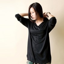 탱크걸 원포켓 차이나 브이넥 티셔츠 (H12674) 브이넥티셔츠