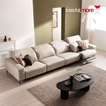 [시트앤모어]피렌체 전동 6인 내추럴 세미아닐린 가죽 리클라이너 소파, 딥크림