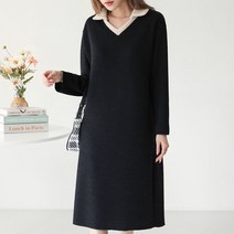 시크루즈 오겔 카라 배색 골지 원피스 BDOE772