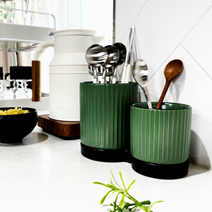 메리테이블 템바보드 물빠짐 도자기 수저통 3p set, 그린, 3개