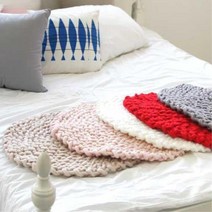 핸드메이드 극세사 뜨개 러그 방석 사계절 안방러그