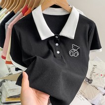 새는 것을 줍다 전문점 철회함 마름질 잔품명세서 정 어깨 t셔츠 여성 카라셔츠 시크 카라넥 상의