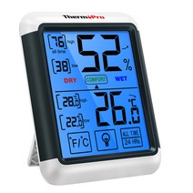 ThermoPro TP55 대형 백라이트 LCD 디스플레이 터치 스크린 디지털 온습도계, 1개