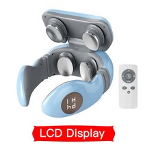 온열 목 어깨 마사지기 미니 무선 진동기 등 및 스마트 경추 열 마사지 도구 통증 완화, CHINA_LCD Disply Blue