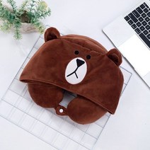 코골이 방지 베개 옆으로자는베개 거북목 일자목 경추목 베개 귀여운 만화 동물 플러시 U 모양 목 여행 후, 03 C_01 30X30CM