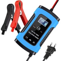 리튬베터리 세차물총 12V 6A 완전 자동 자동차 배터리 충전 장치 디지털 펄스 수리, Blue EU Plug