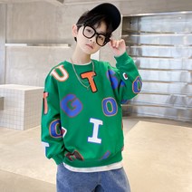베베초롱 남아 긴팔 티셔츠 2022 봄가을 봄 상의 중 주니어 맨투맨 키즈 이너웨어