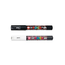 유니 포스카 1M 마카펜(0.7mm) 낱색(화이트 블랙), 1M(0.7mm)화이트