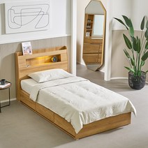 주빌리 레트라 LED 원룸 수납 침대 프레임 SS JU0927, 화이트, 매트리스 선택안함