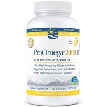 미국직구 노르딕 내추럴 프로오메가 2000-D 레몬향 2150mg 오메가-31000IU D3-90 소프트젤 초고전위 어유 EPA & DHA 비 GMO 45인분, 상세참조, 수량