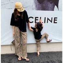 바로배송 엄마랑 커플 호피 바지 맘커플룩 여아 유아동 키즈 데일리 바캉스 여름 휴가룩