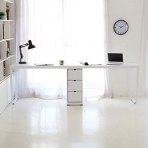 다움 50T상판 철다리 서랍통 2200 2인용책상 학생책상, 화이트