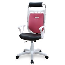 체어빌 챔프100 의자 인조가죽, 화이트 + 핑크