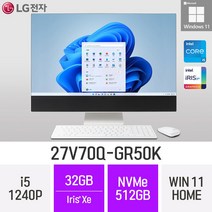 LG 일체형PC 27V70Q-GR50K 윈도우11 27인치 인텔 12세대 사무용 인강용 재택근무용 일체형PC, 512GB, 32GB, Win11 Home